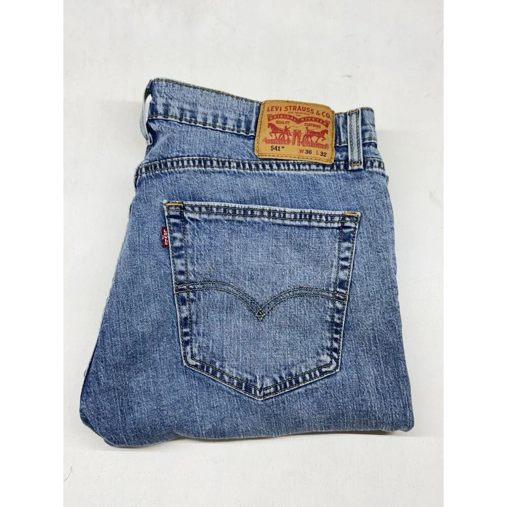 Levi's 541 Regular Straight Fit Blue Denim Mens Jeans Measures 36x30